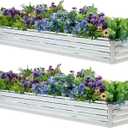 Meberam 2 Pack 6x1.5x1FT Galvanized Raised Garden Beds Kit Outdoor Metal Gardening Planter Box for Vegetable Elevated Flower Herbs,Silver
