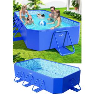 Foldable Pool, Foldable Swimming Pools, Large Folding Pools for Adults, Non-Inflatable Pool,Oversize Thickened Collapsible Pool, Kids Pools for Backyard,Mosaic Design 90"x48"x20"-Blue