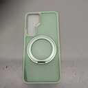 for Samsung Galaxy S25 Case with 360Rotatable Magnetic Ring Stand Compatible with Mag-Safe Military Protection Shockproof Matte Translucent Phone Cases for Samsung Galaxy S25,Green