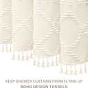 Siiluminisoy Extra Long Cream Boho Shower Curtain - Woven Fabric, 72 x 84 Tufted Chevron Textured Striped Modern Farmhouse Minimalist Cloth Curtain for Bathroom
