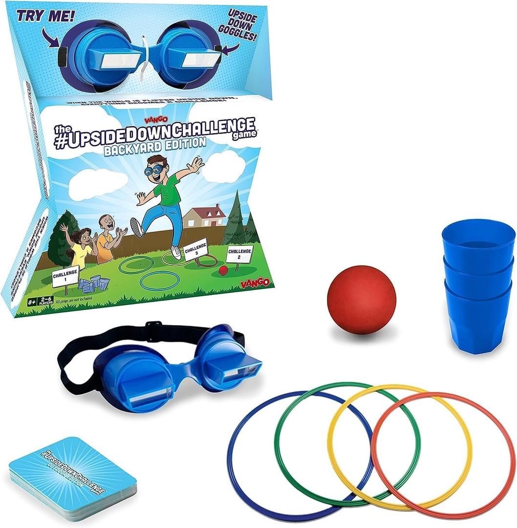 Vango The Original UpsideDownChallenge Game Backyard Edition for Kids & Family - Complete Fun Outdoor Challenges with Upside Down Goggles - for Game Night and Lawn Parties - Ages 8+