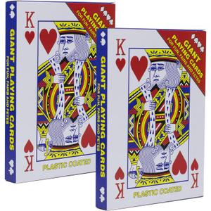 2 Pack Large Jumbo Playing Card Deck - 5x7 Inch Giant Poker Super Big Game Card Set Oversized Bridge Playing Cards Huge Magic Poker for Family Party Fun