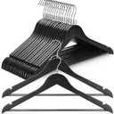 TOPIA HANGER Black Wooden Hangers 30 Pack, Space Saving Coat Hanger with 360 Swivel Cascading Loop Hook, Non Slip Pants Bar and Shoulder Notches for Camisole, Jacket, Suit, Clothes Hangers -CT74B30