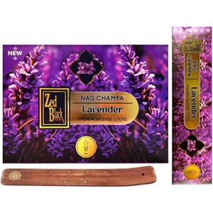 Nag Champa Lavender Incense Sticks  Premium Hand-Rolled Natural Scent | 180 g (15 g  12 Packs) with Wooden Holder | Calming Aroma for Sleep, Meditation & Stress Relief.