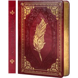 CAGIE 320 Pages Thick Hardcover Journaling Notebooks Vintage Leather Journal for Women Men A5 College Ruled Journals for Writing with Gift Box, 5.7 x 8.3 in, Red