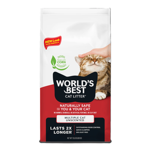 WORLD'S BEST CAT LITTER Multiple Cat Unscented, 15-Pounds - Natural Ingredients, Quick Clumping, Flushable, 99% Dust Free & Made in USA - Long-Lasting Odor Control & Easy Scooping