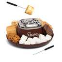 Nostalgia Tabletop Indoor Electric S'mores Maker - Smores Kit With Marshmallow Roasting Sticks and 4 Trays for Graham Crackers, Chocolate, and Marshmallows - Movie Night Supplies - Brown