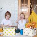 Maxcheck 3 Pcs Large Bee Basket with Handles Bee Pattern Rectangular Cube Storage Basket Fabric Foldable Storage Box Organizer Bins for Toys Books Laundry Bedroom, 15 x 11 x 9.5 Inch