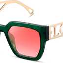 kimorn Stylish Square Sunglasses for Women and Men Large Metal Frame Sunglasses