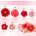 ATTGREAT 210 Pcs Mini Silk Flower Heads Small Fake Rose Daisy Faux Flowers Bulk for Crafts Artificial Loose Fabric Flowers Heads Sunflower Bulk for Wedding Hair Cap Dresses Decorations, Red