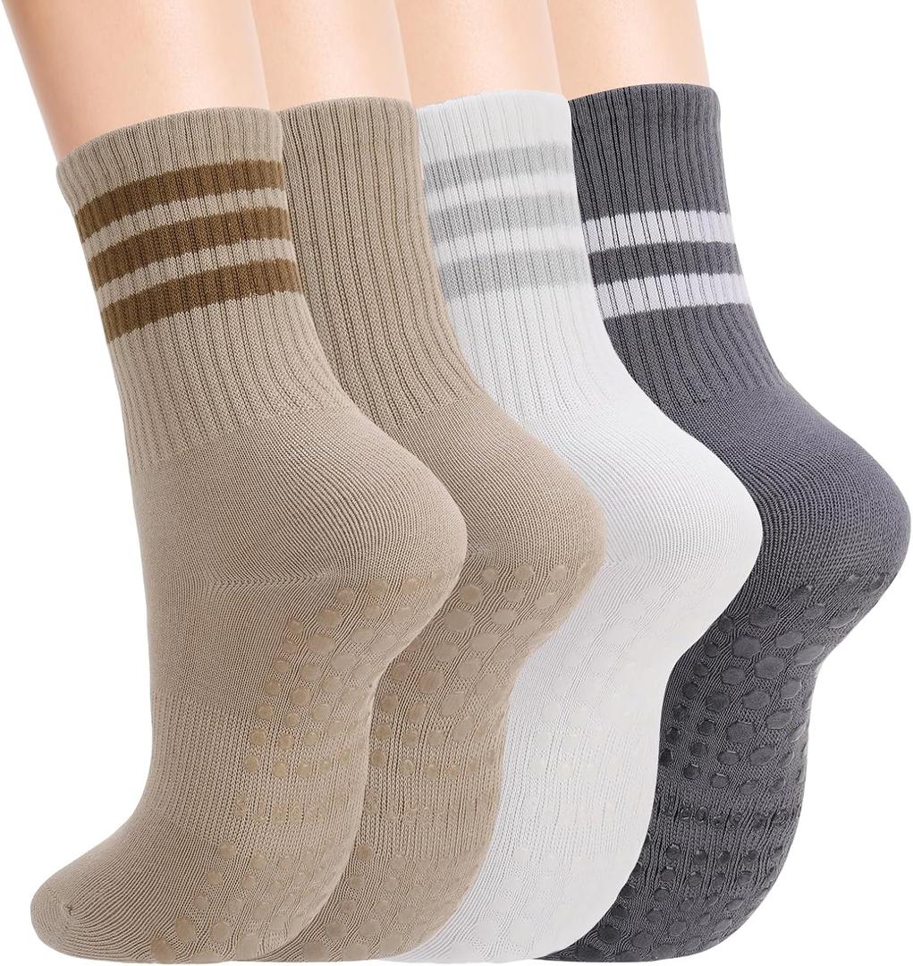 Striped Pilates Socks with Grips for Women