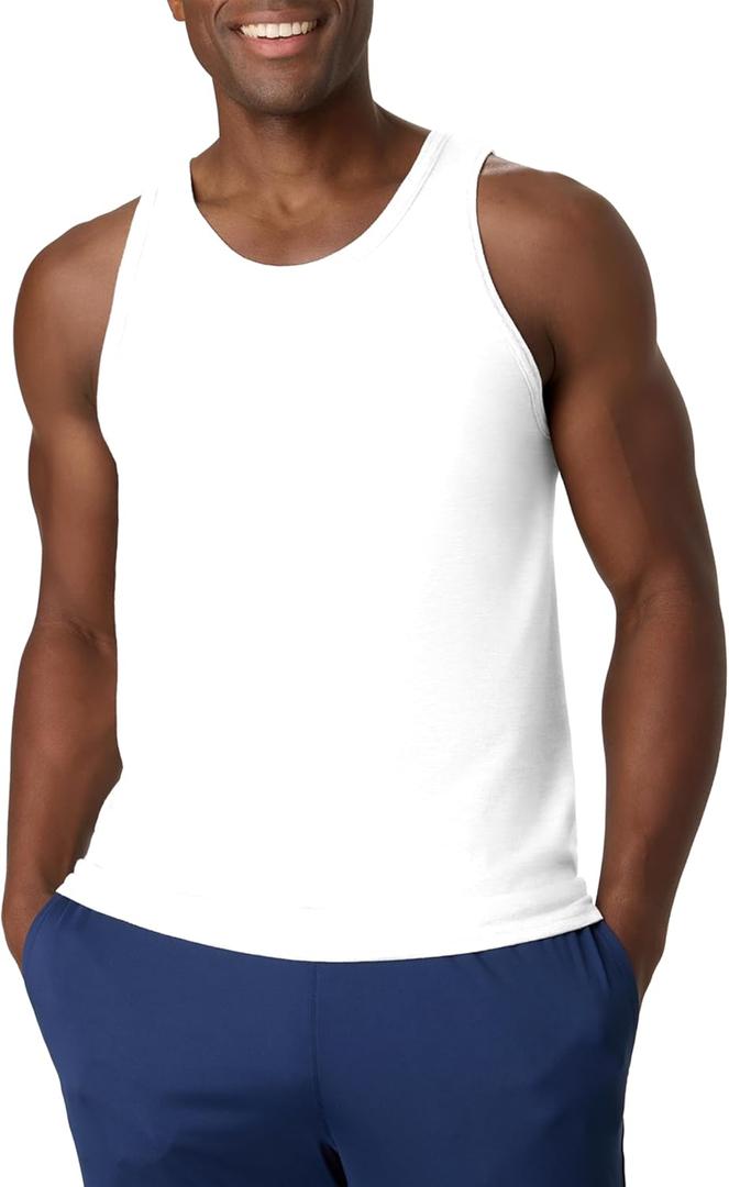Hanes Mens Performance Tank, X-Temp Moisture-Wicking Tank Top, Solid Colors, 2-Pack (White, XL)