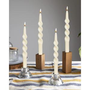 Ivory Spiral Taper Candles Twisted Candle Conical Stick Candles for Holiday Wedding Party Wax Unscented Dinner Candle Dripless,Christmas Gift H 10 Inch, 4pcsIvory-B