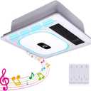 Bathroom Exhaust Fan with Bluetooth Speaker 3-in-1 Heater & Light Combo 180 CFM, 1.0 Sones Quiet Bath Fan with Remote Control 3-Color Adjustable & 5-Color Temperature LED Lights White Ceiling Mount