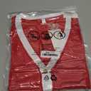 LEEDYA Women's Long Sleeve Cardigan Open Front Knit Cropped Sweaters Fall Color Block Button Down V Neck Lightweight Tops (Large, Red)