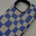 SOKAD Magnetic Checkered Phone Case for iPhone 15 Pro Max, Cute Grids Plaid Checkerboard Pattern Compatible with Magsafe Matte Protective Case Cover with Screen Protector for Girls Women, Blue