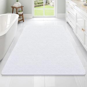 OLANLY Bathroom Rugs 70x46, Extra Soft Absorbent Chenille Bath Rugs, Rubber Backing Quick Dry, Machine Washable Bath Mats for Bathroom Floor, Tub and Shower, Home Decor Accessories, White