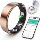 Smart Ring with Sleep Monitoring, Step Counting, Heart Rate, Blood Oxygen for iPhone and Android, No Subscription Fee, IP68 Waterproof Health Tracker (Rose Gold, 7)
