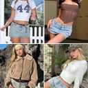 ELLEVEN Denim Mini Skirt for Women, High Stretch Low Waist Jean Skirt with Shorts Underneath Sexy Bodycon Casual Micro Skort (White, M)