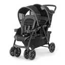  Cortina Together Double Stroller for Infants & Toddlers Accepts 2 Chicco Infant Car Seats, Height-Adjustable Handle, Standing Fold, 4-Wheel Suspension, Linked Rear Brakes, Black