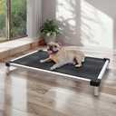 FXW TitanNest Chew-Proof Elevated Dog Bed, Raised Cot for Indoor/Outdoor/Camping Use, Durable & Waterproof Cooling Pet Bed for Small Dogs, 35.0" L x 22.0" W x 4.5" H, Black