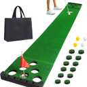 Golf Putting Game Set with Front Border for Indoor & Outdoor,Golf Putting Green Mat Include 4 Balls,1 Portable Bag,2 Flags&Cups,Practice Training Aid for Backyard,Party,Office