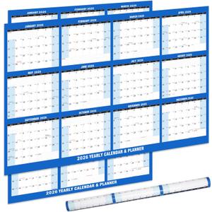 32 x 48" 2026 Wall Calendar - Large Dry Erase Calendar 12 Month Annual Yearly Wall Planner 2-Sided Horizontal/Vertical, Reversible (Blue)
