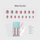 BTArtbox Press On Nails Short - Taro Nude Squoval Fall Press On Nails with Glue for Women, Opaque Soft Gel Glue On Nails in 15 Sizes - 30 Stick On Nails Kit, Clay Kiss