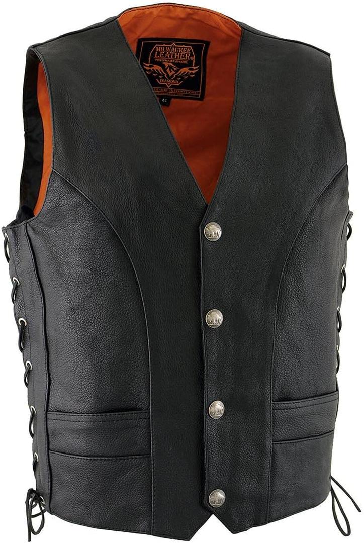 Milwaukee Men's 1.4mm Naked Cowhide Leather Laces Vest (42)