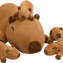 Capybara Plush Cute Capybara Stuffed Animal Pillow with 4 Baby Plushies in Her Tummy, Soft Cotton Stuffed Animals Toy Gifts for Kids
