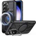 for Samsung Galaxy S23 Case Compatible with MagSafe[Built-in Camera Stand][Military-Grade Shockproof][Dual Layer Protection] Heavy Duty Outdoor Rugged Bumper for S23 Phone Case,Black