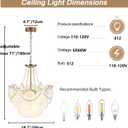 Surpars House Crystal Chandeliers,Modern Golden Chandelier, 6 Heads Ceiling Light for Living Room Bedroom Dining Room Kitchen Island Entryway (Height Adjustable)