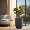 Kante 21.7" H Burnished Black Tall Planter, Large Outdoor Indoor Decorative Pot with Drainage Hole and Rubber Plug, Modern Round Taper Style for Home and Patio