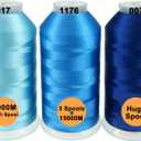 New brothreads - 40 Options- Various Assorted Color Packs of Polyester Embroidery Machine Thread Huge Spool 5000M for All Embroidery Machines -Different Blues