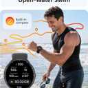 Parsonver Smart Watch for Swimming, 5ATM Waterproof Watch for Pool & Open Water, AI Swim Analysis, Built-in GPS & Compass, AMOLED Fitness Trackers 100+ Sports Modes, Heart Rate & Sleep Monitor, Black