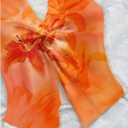 Milumia Women's Floral Print Twist Halter Tops Split Sleeveless Vacation Going Out Tank Top (Orange, S)