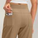 Soothfeel Women's Joggers with Zipper Pockets Lightweight Running Gym Travel Casual Workout Athletic Joggers Pants for Women Dark Khaki (Beige, M)