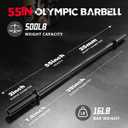Olympic Barbell Bar 55", 2In-Weight Lifting Bar Standard Straight Barbell Bars for Bench Press/Hip Thrusts/Biceps/Lunges/Squat/Strength-Training Home Gym Weight Bar, 2 Collars(500lb Capacity)