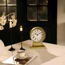 NIKKY HOME Vintage Gold Mantle Clock, Silent Non-Ticking Battery Operated Rustic Table Desk Shelf Clock for Living Room Decor