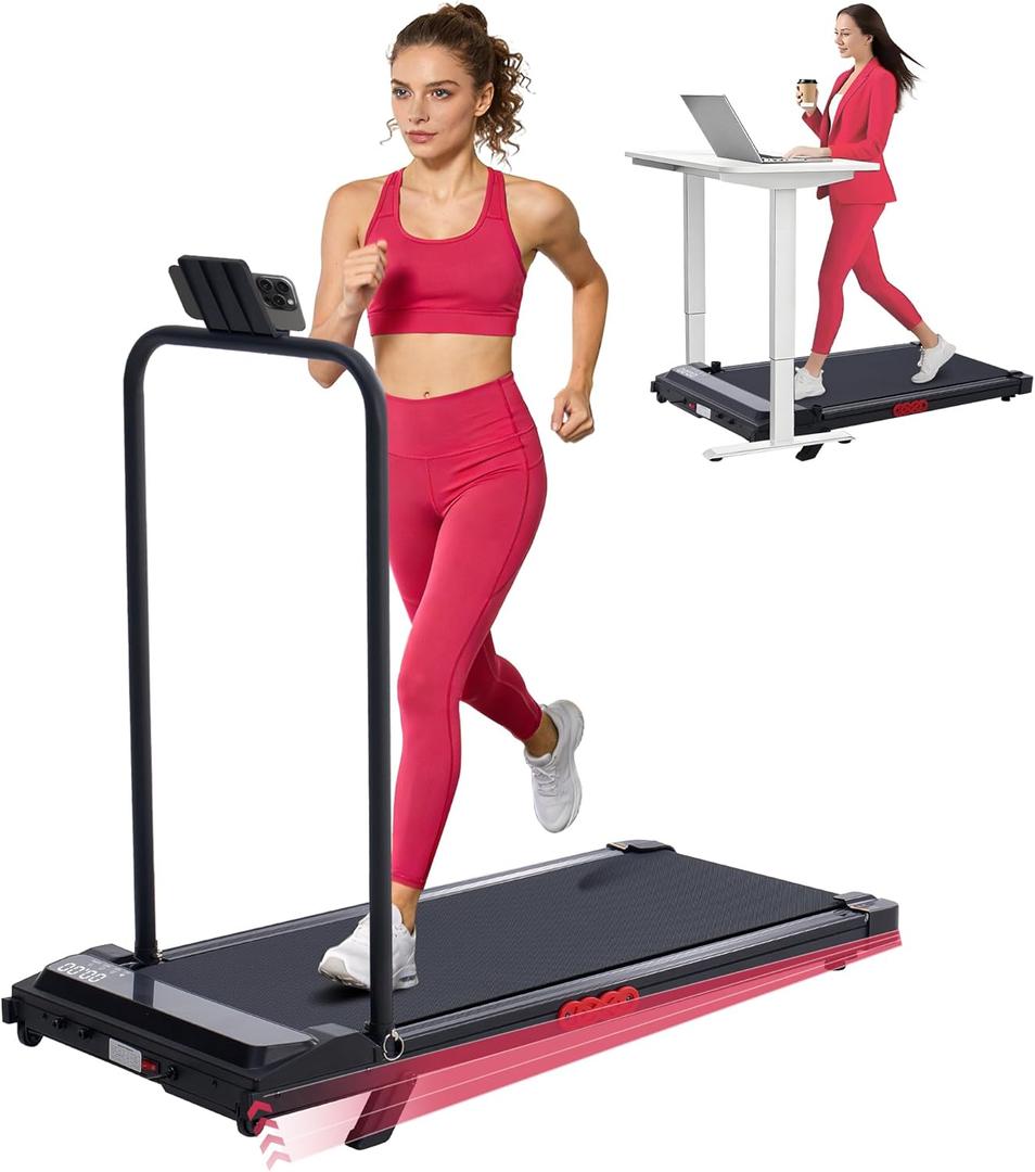 Walking Pad with Handle Bar and Incline, 3.0HP Under Desk Treadmill for Home Small Space, 0.6-7.6MPH Portable Walking Pad Treadmill with Handles, 350LBS, 2026 Upgrade (Black-X1)