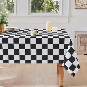 5 x Ohocut Checkered Table Cloth, Classic Checkerboard Tablecloth for Picnic, Party, Dinner Table Cover, Waterproof Washable Wrinkle Resistant (Black and White, 55''x55'' (Rectangle))