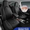 Skechers Memory Foam Car Seat Covers, Leather High Back Seat Covers Quilting Design,Waterproof Sports Car Seat Covers Front Seats,Airbag Compatible Universal Fit for Most Cars, SUVs,Trucks,Black