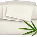 King Sheets, Genuine 100% Organic Viscose Derived from Bamboo Bed Sheet Set, Luxuriously Soft & Cooling, Double Stitching, 2 Year Quality Promise (King, White)