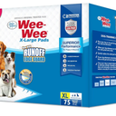 Four Paws Wee-Wee Superior Performance Pee Pads for Dogs with Runoff Barrier Edge Guard Protection, Puppy & Dog Potty Training Pads, Housebreaking Supplies, 28" x 34" (75 Count)