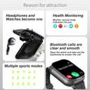 Smart Watch with Earbuds, 2.01" HD Screen Fitness Watch, 2 in 1 Smartwatch with 100+ Sport Modes Fitness Tracker, Sleep/Heart Rate/Monitor Pedometer for iOS & Android, Black