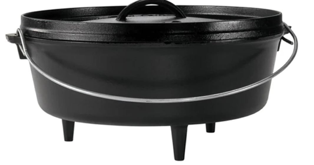 Lodge Pre-Seasoned Cast Iron Deep Camp Dutch Oven with Lid, 6 Quart