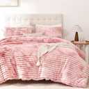 Smoofy Fluffy King Size Comforter Set 3 Pieces - Tie-dye Pink Fleece Fluffy Comforter Set, Luxury Fuzzy King Bedding Set, Soft King Bed Set All Season, Heavy Faux Fur Comforter with 2 Pillow Cases