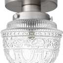 DSMJFU Brushed Nickel Semi Flush Mount Ceiling Light, Small Blowing Clear Glass Shade Ceiling Light Fixtures for Bedroom Closet Bathroom Hallway Kitchen