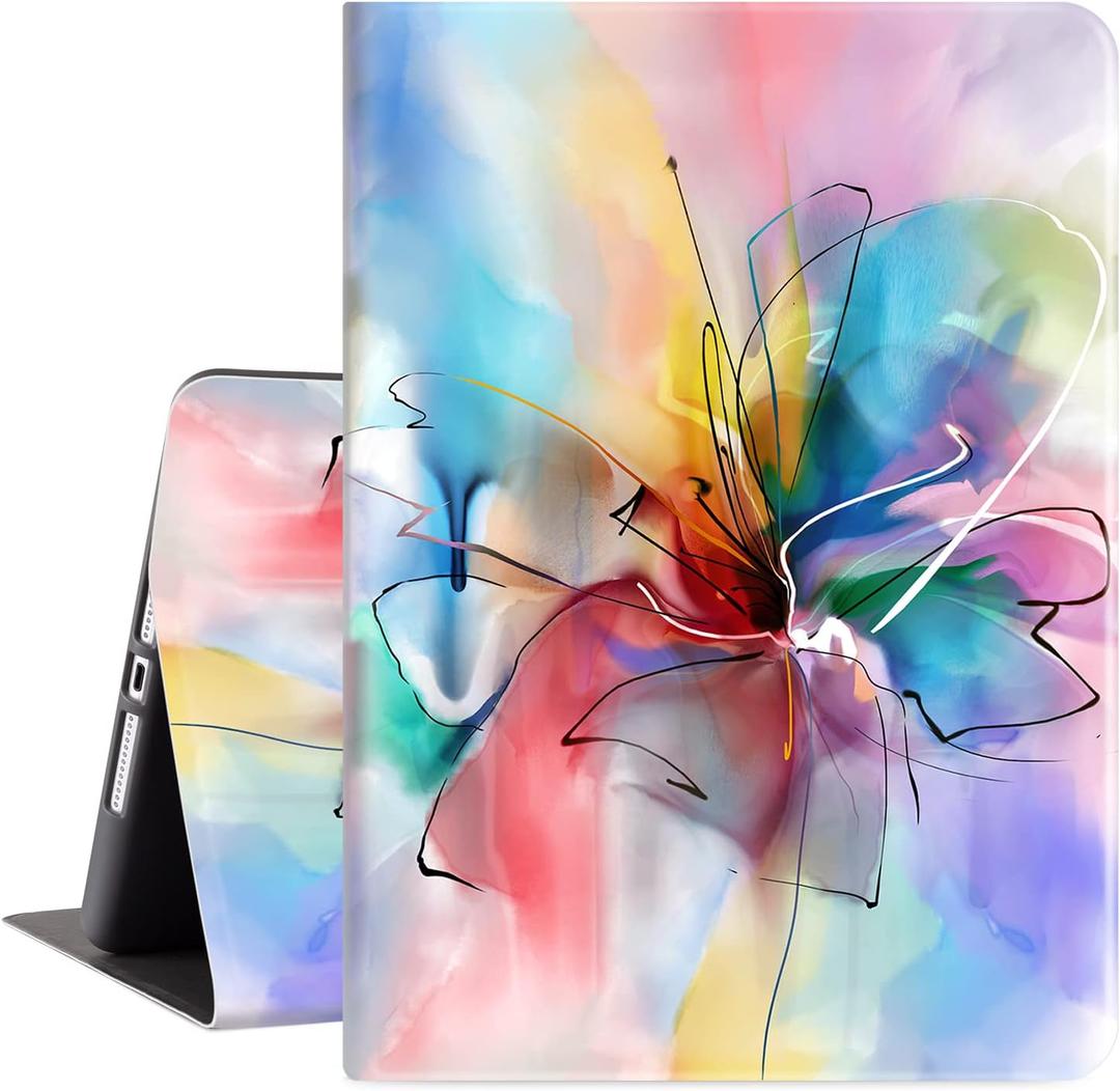 ipad 10.2 Case 7th/8th/9th Generation Cover 2019/2020/2021, Vimorco Soft Rubber Back Cover, Protective Leather Case, Adjustable Stand Auto Wake/Sleep Smart Case (colorful Abstract Flower)