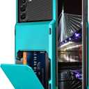 Vofolen for Galaxy S22 Case Wallet Credit Card Holder 4-Card Slot Hidden Back Pocket Men Women Dual Layer Hybrid Rugged Rubber Bumper Protective Hard Shell Cover for Samsung Galaxy S22 6.1" Sky Blue